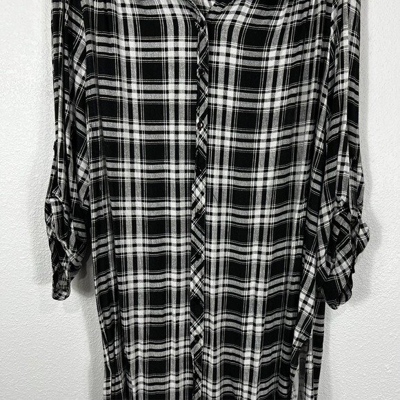 LIve 4 Truth Plaid Shirt Dress Women's 22/24 Plaid 3/4 Roll Tab Sleeve - Picture 3 of 16
